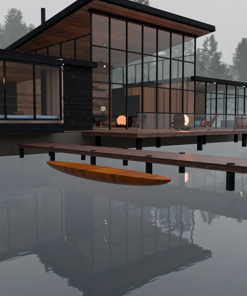 Private dock and canoe